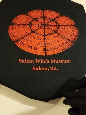 A red circle containing the names of the twenty people executed during the Salem witch trials.
