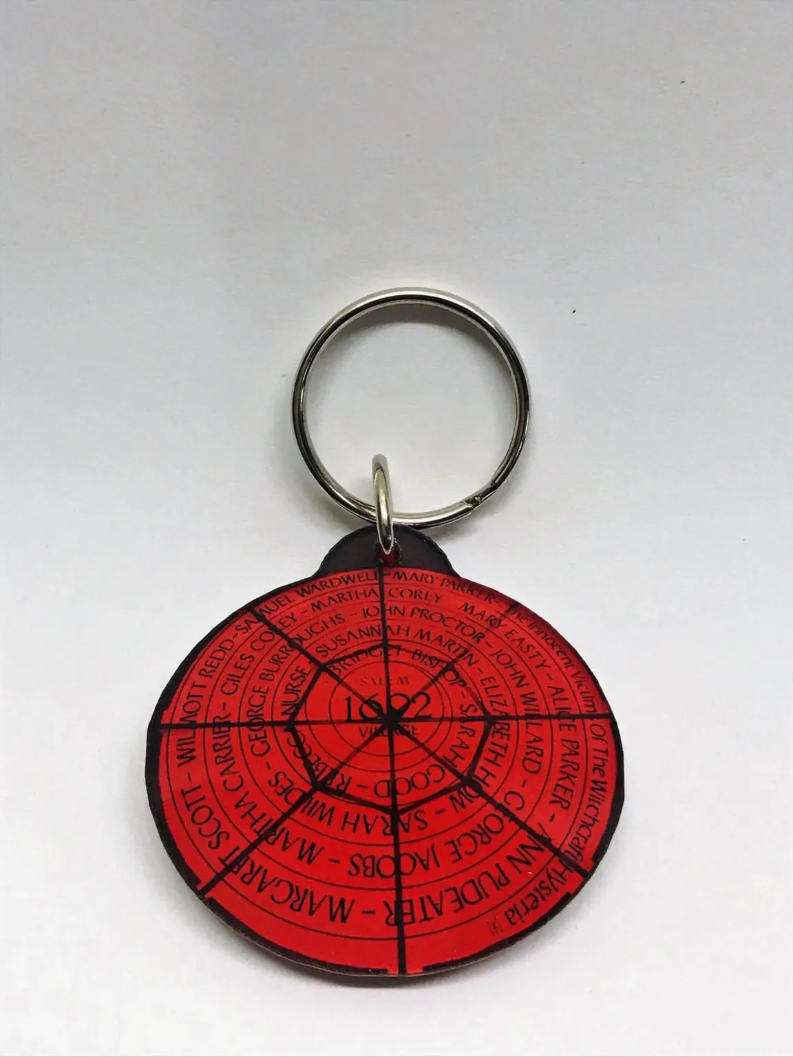 Red circle of salem keychain salem witch museum
