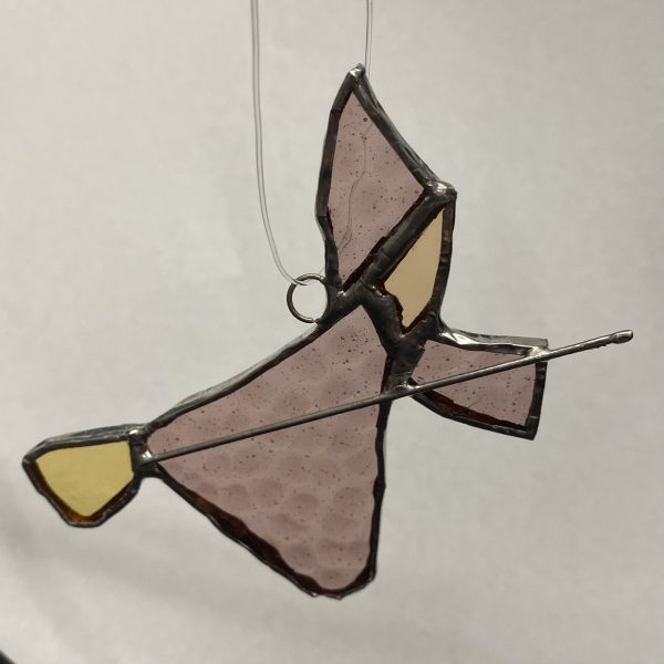 Pink Variation of Stained Glass Witch on Broomstick