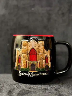 SWM barrel mug front with illustration of building